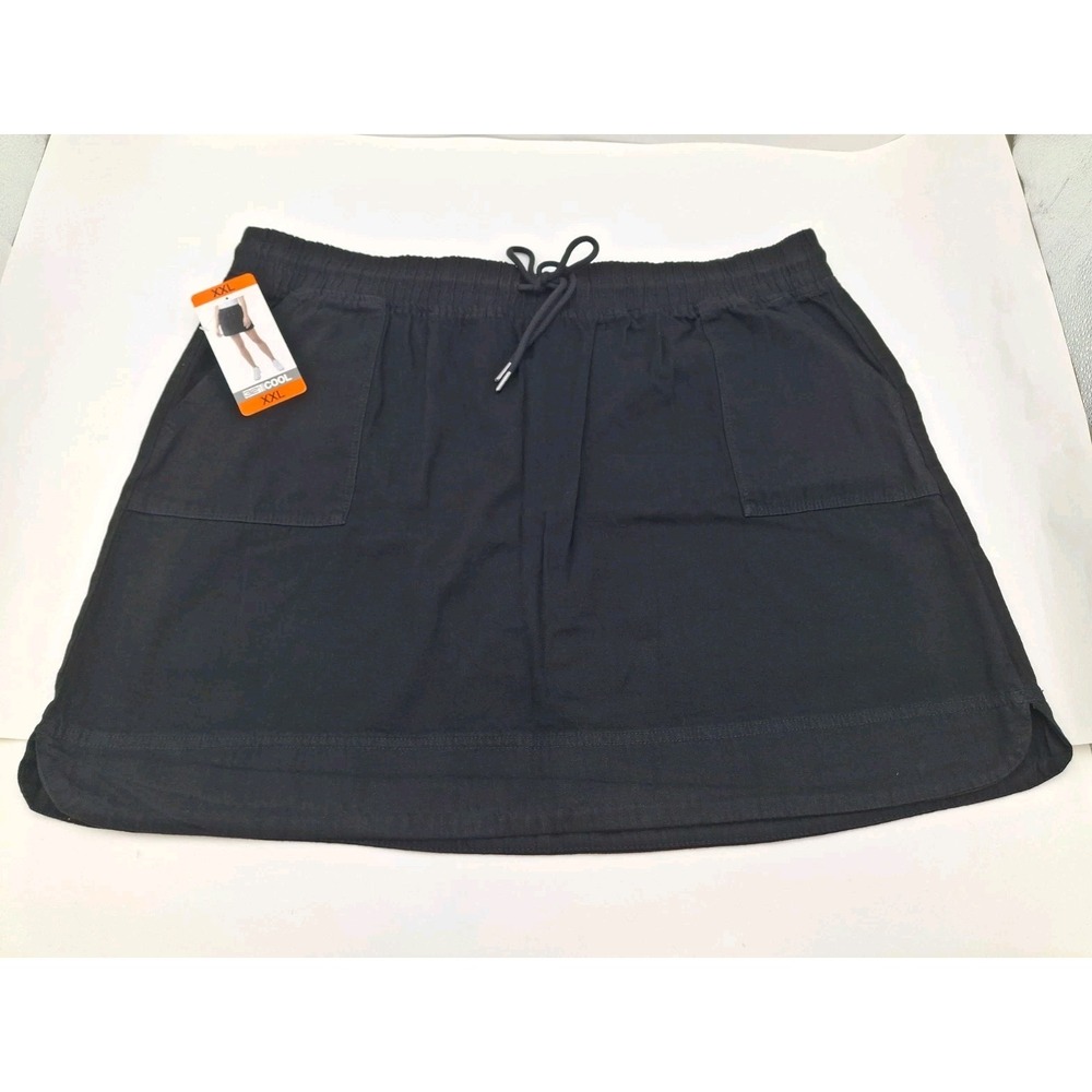 32 Degrees Cool Women's Drawstring Elastic Waist Skort, Black, Size: 2XL, New